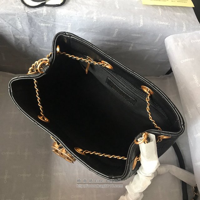 Chanel女包 2019早秋新款 黑色 香奈兒紅色水桶包 香奈爾鏈條單肩包  djc2570